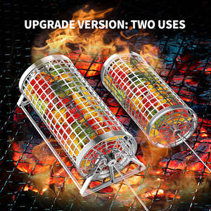 New Arrivals: Basket Outdoor Smoking Cage Portable Barbecue Net Rolling BBQ Grill