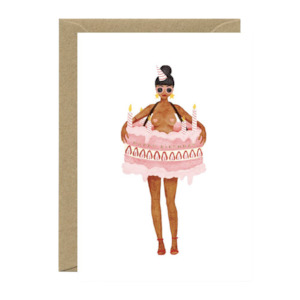 Gift Tags Cards: Girl in A Cake Greeting Card