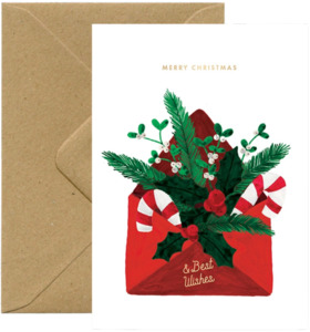 Xmas Best Wishes Envelop Greeting Card