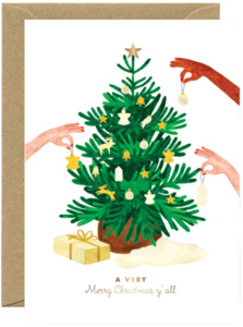 Gift Tags Cards: Gold Xmas Tree Chic Greeting Card