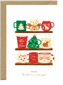 Gold Xmas Mugs Greeting Card
