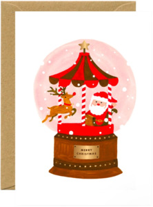 Xmas Santa Snowball Greeting Card
