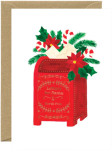 Gold Santas Mail Greeting Card