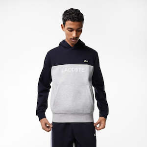 Featured: Lacoste - Colour Block Logo Hoodie - Navy Blue/Grey Chine