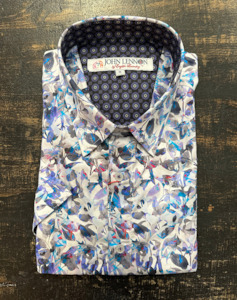 English Laundry: English Laundry - John Lennon SS Shirt - Lavender Birds White Multi