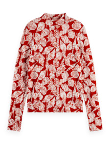Maison Scotch: Maison Scotch - All Over Printed LS Tee - Shell Batik Terracotta