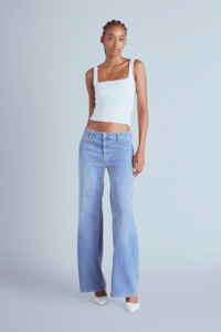 Please: Please - Faded-Effect Wide Bootcut Jean - Blu Denim