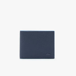 Lacoste: Lacoste - Chantaco Piqué Leather 3 Card Wallet - Marine Argentine