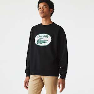 Lacoste: Lacoste - Loose Fit Monogram Print Sweatshirt - Black