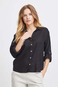 Pulz Jeans: Pulz - Luca LS Shirt - Black Beauty