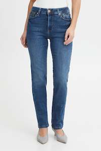 Pulz Jeans: Pulz - Sandra (Emma) Straight Jean - Medium Blue Denim