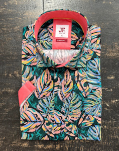 Jimmy Fox: Jimmy Fox - Tropical Leaf Print SS Shirt - Multi