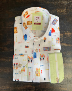 Jimmy Fox: Jimmy Fox - Holiday Gear Print LS Shirt - White