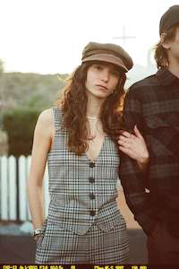 Jackets: Brixton - Menswear Plaid Leisure Vest - Winter White/Black Plaid