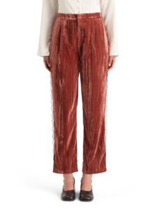 Maison Scotch: Maison Scotch - Lace Trimmed Velvet Pant - Rust