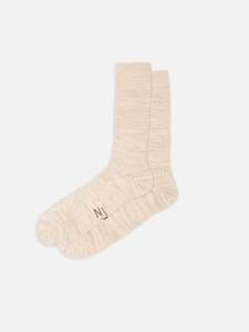 Nudie: Nudie - Rasmusson Mens Rib Sock - Ecru