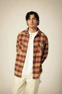 Brixton: Brixton - Bowery LS Flannel Shirt - Curry Washed/Black Crimson
