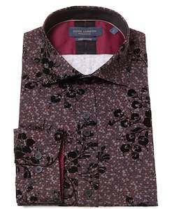 Guide London: Guide London - Sequin LS Shirt - Burgundy/Tan
