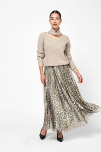 Dixie - Animal Print Skirt - Black/Tan