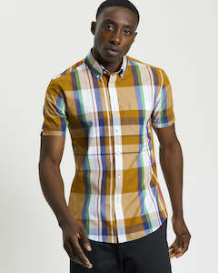Ben Sherman - Large Madras Check SS Shirt - Caramel
