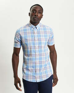 Ben Sherman: Ben Sherman - Irregular Check SS Shirt - Glacier