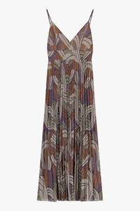 Dixie: Dixie - Metallic Feather Dress - Rust Multi
