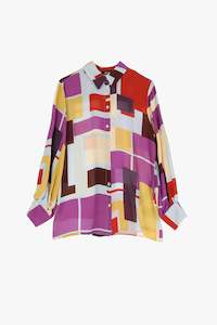 Dixie - Box Print Shirt - Purple Multi
