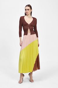 Dixie - Pleated Skirt - Chartreuse