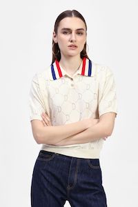 Dixie - Pique Knit Polo - White