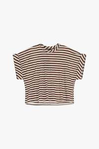 Dixie: Dixie - Stripy Wide Tee - Brown/White