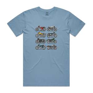 Isthatso - Vintage Motorcycles SS Tee - Mid Blue