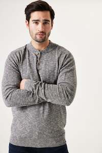 Knits: Garcia - Henley Pullover - Dark Moon Marle
