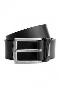 Belts: Dstrezzed - Gunmetal Buckle Leather Belt - Black