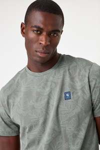 Garcia - Allover Leaf Print Tee - Light Sage