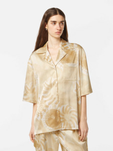 Maison Scotch: Maison Scotch - Satin Printed SS Shirt - Abstract Sun Sand