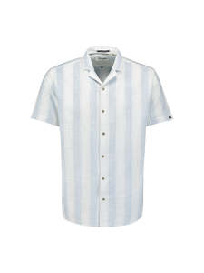 No Excess: No Excess - Woven Stripe SS Shirt - Off White