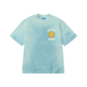Tees: Market - Smiley Upside Down Lockup Tee - Retro Blue