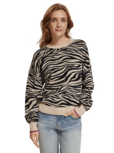 Knits: Maison Scotch - Tiger Jacquard Pullover - Tiger Jacquard