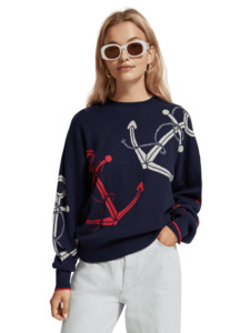 Maison Scotch - Anchor Jacquard Pullover - Navy Blue