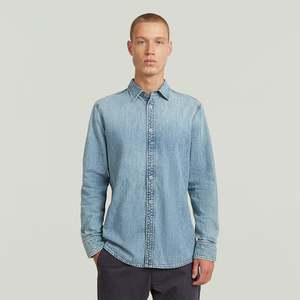 G Star Raw: G-Star Raw - Clean Slim LS Shirt - Sun Faded Pacific Blue