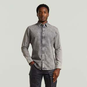 G-Star Raw - Clean Slim LS Shirt - Sun Faded Graphite Grey