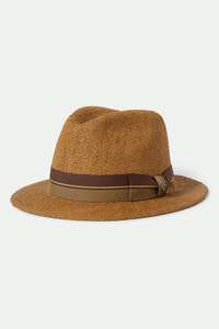Brixton: Brixton - Roma Straw Fedora - Coffee