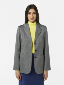 Maison Scotch: Maison Scotch - Herringbone School Blazer - Mid Grey Melange Pinstripe