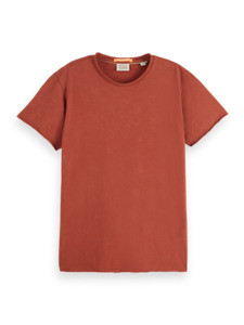 Maison Scotch: Maison Scotch - Washed Embroidered Tee - Terracotta