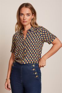 King Louie - Maisie Blouse Pebble Woven - Beacon Blue
