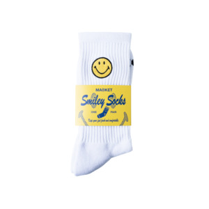 Market - Smiley Badge Socks - White