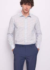 Gaudi - Italiano LS Shirt - White/Light Blue Flower