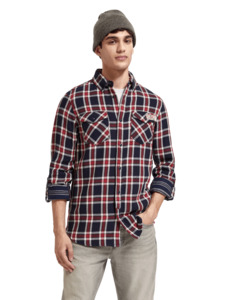 Scotch Soda: Scotch & Soda - Double-Face Twill Check Shirt - Red Blue Check