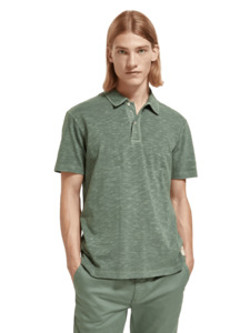 Scotch Soda: Scotch & Soda - Garment-Dyed Jersey Polo - Seaweed