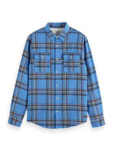 Scotch Soda: Scotch & Soda - Regular Fit Multicoloured Flannel Shirt - Blue Check